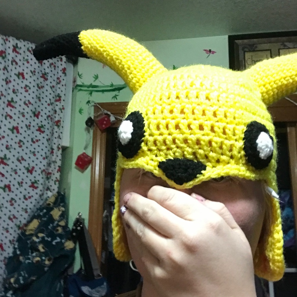 Homemade Crocheted Pikachu beanie